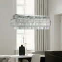16-Light Contemporary Island Pendant with Downward Crystal Shade