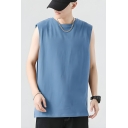 Creative Boys Solid Color Round Neck Summer Sleeveless Loose Tank