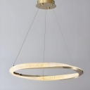 Modern LED Chandelier with Aluminum Shade and Adjustable Hanging Length in Metal