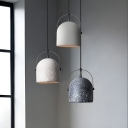 Modern Metal Pendant Light with Concrete Shade - Adjustable Hanging Length - LED Illuminate