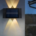 Solar-Powered Modern Black Outdoor Wall Lamp with Up & Down LED Bulbs