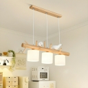 Industrial Chic Wooden Island Pendant - Modern Clear Glass Drum Shade
