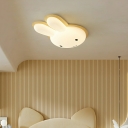 Kids LED Flush Mount Ceiling Light with White Acrylic Shade for Residential Use