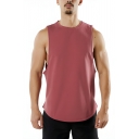 Boys Street Style Solid Color Round Neck Summer Breathable Tank