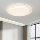 White Circle Flush Mount LED Bulb Ceiling Light with Crystal Shade