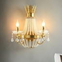 Modern Gold Hardwired LED Wall Sconces with Clear Crystal Elements