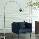 Modern Adjustable Height Floor Lamp with Unique Silver Drum Shade and Warm Light