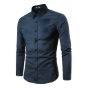 Street Style Men's Solid Color Long Sleeve Loose Casual Fit Shirt