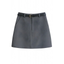 Trendy Solid Color Pouch Pocket Slim Fitted Sexy A-Line Skirt