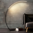 Sleek Black Arc Floor Lamp - Modern LED Lighting with Adjustable Height