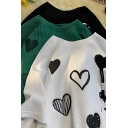 Fashionable Boys' Love Pattern Round Neck Half-sleeved Loose T-shirt