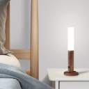 Modern Rechargeable Wood 1-Light Frosted Glass Wall Lamp with Ambient Shade