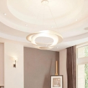 Sleek Silver Metal LED Chandelier with Adjustable Length - Ideal for Contemporary Home Decor