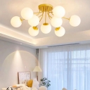 Stylish Modern White Semi-Flush Mount Ceiling Light with Ambient Glass Shades