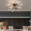 Modern LED Metal Ceiling Light with Acrylic Shade for Living Room