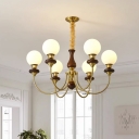 Stylish Modern Chandelier with Opalescent Glass Shades and Adjustable Hanging Length