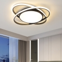 Metal LED Flush Mount Ceiling Light with Acrylic Shade for Living Room
