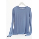 Pretty Girl Solid Color Round Neck Autumn Long-sleeved T-shirt