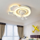 Modern Plastic Ceiling Fan with Remote Control and Stepless Dimming LED Light
