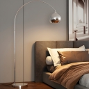 Sleek Silver Adjustable Height Floor Lamp with Remote Control Dimming