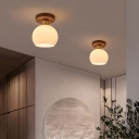 Modern Wood and Glass Semi-Flush Mount Ceiling Light for Residential Use