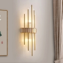 Modern Steel 2-Light Crystal Wall Lamp for a Chic and Bright Living Space