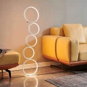 Contemporary Five-Light LED Floor Lamp with Touch Switch and Silica Gel Shade