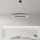 Modern Black Chandelier with Remote Control Dimming and Clear Resin Shade - LED Included