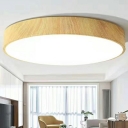 Wooden Modern LED Flush Mount Ceiling Light with Plastic Ambient Shade