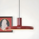 Modern Red Metal Pendant Light with Hanging Shade for Residential Use