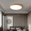 Wood Flush Mount Ceiling Light with White Acrylic Shade for Modern Residential Use