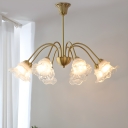 White Glass Chandelier with LED Lights and Modern Metal Design for Residential Use