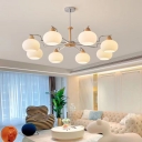 Modern Metal Chandelier with Stunning Glass Shades and Adjustable Height in Elegant