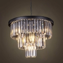 Jet Black Crystal Chandelier with Clear Glass Shades and Adjustable Hanging Length