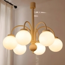 Modern White Shade Chandelier with Ambient Lighting and Direct Wired Electric for Residential Use