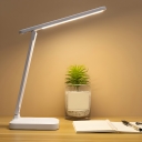 15 Inch Rechargeable White Bedside Lamp with Ambient LED Light and Adjustable Height