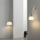 Modern Downward-Facing White Glass Wall Sconce - Single-Light Hardwired Fixture for Stylish Homes