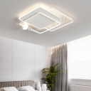 Modern LED Bulb Metal Flush Mount Ceiling Light with Acrylic Shade