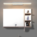Straight Metal Vanity Light with Integrated LED and White Acrylic Shade