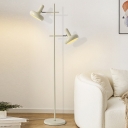 Cream Metal Floor Lamp with 2 Lights and Switch, Modern Style