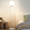 White Globe-Shaped Metal Floor Lamp with Switch for Modern Style Ambiance