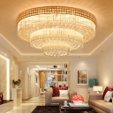 Elegant Flush Mount Metal Ceiling Light with Clear Crystal Shade