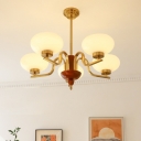 Modern Metal Chandelier with Yellow Glass Shade and LED Lighting