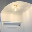 Modern Metal Semi-Flush Mount Close To Ceiling Light with Glass Shade and LED Bulb Included