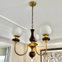 Modern Gold Globe Chandelier with White Glass Shades and LED/Incandescent/Fluorescent Lighting