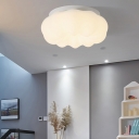 Modern Metal Flush Mount Ceiling Light with White Shade in 3 Color Light for Residential Use