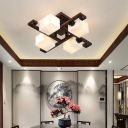 Modern Wood Flush Mount Ceiling Light with Glass Shade for a Stylish and Ambient Home Dcor