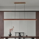 Modern 1-Light Wooden LED Island Pendant with Acrylic Shade and Adjustable Hanging Length