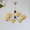 Contemporary Metal Chandelier with Glass Shades and Adjustable Hanging Length