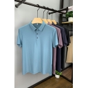 Street Style Men's Solid Color Plaid Short Sleeve Regular Fit Polo Shirt